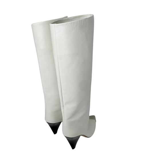 Isabel Marant Lilezio Knee High leather ivory heeled western  Boot size 38 - Picture 6 of 11
